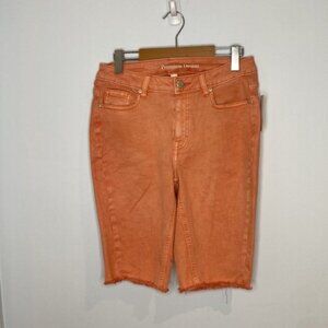 Addition Elle Women Salmon/Orange Vintage Wear Denim Biker Short size 10